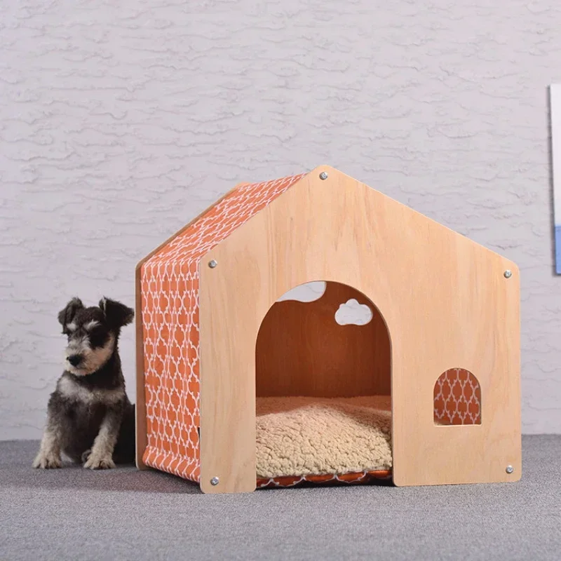 Shed สไตล์ Pet House ที่ถอดออกได้และล้างทําความสะอาดได้สุนัขในร่ม Cat Nest สไตล์ Pastoral ไม้ Cat Carrier Pet Supplies