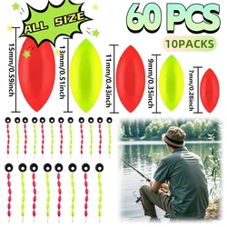 New 60Pcs/10Pack Fishing Float 6 In 1 String Type Seven Star Float Foam Space Bean Fishing Line Stopper Buoys Tackle Accessories
