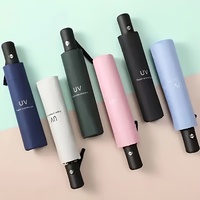 1Pc 8 Rib Mini Folding Automatic Umbrella Portable Windproof Light Children Women Men Parasol Umbrella Anti UV Rain Sun Umbrella