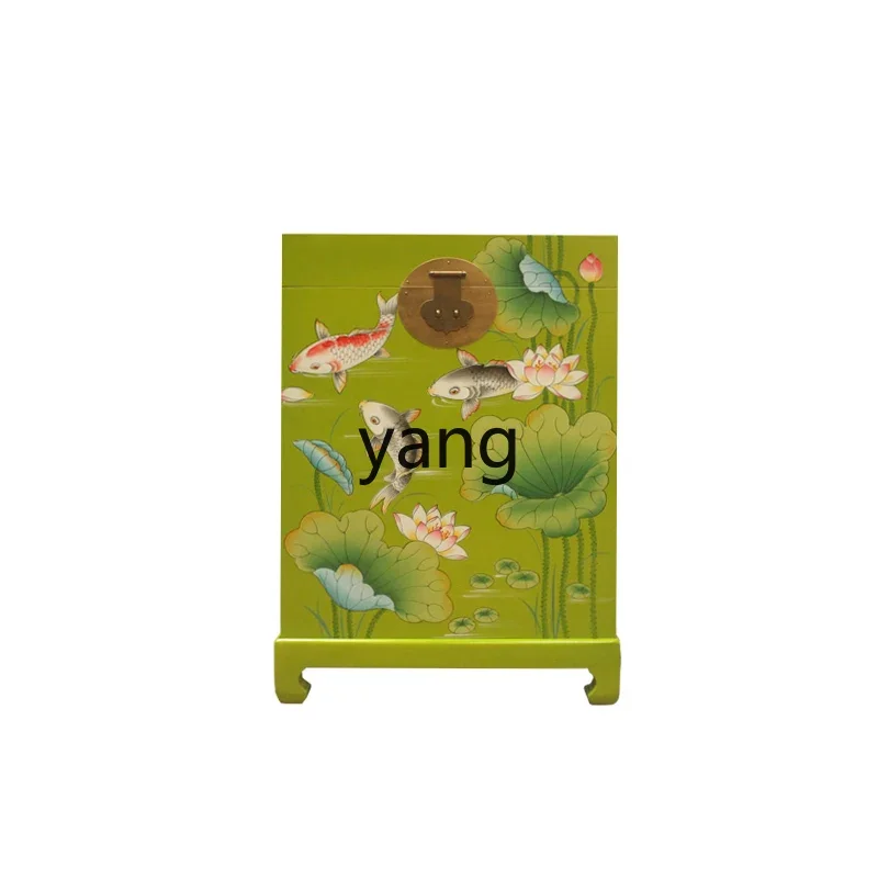 LM1M  Modern New Chinese Style Solid Wood Bedside Cabinet Living Room Sofa Side Table Storage Box