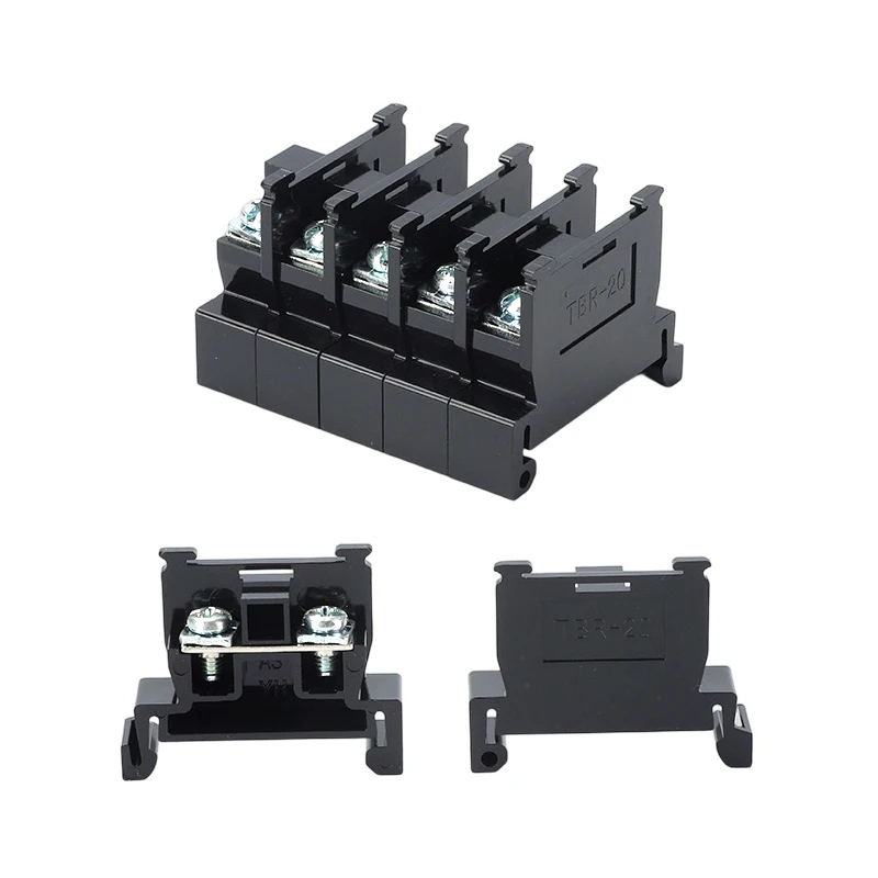 TBR-20A Terminal Block Copper Busbar Track Type TBD Combined Terminal Strip Black Electrical Connector Electrical Accessories