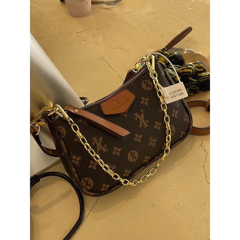 

​2025 Women's Luxury Soft Leather Print Underarm Crossbody Bag with Adjustable Chain Strap for Work Commute and Casual Use​