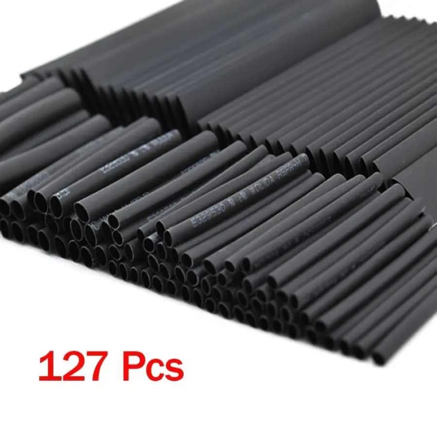 127Pcs/lot Black Heat Shrink Sleeving Set Thermoresistant Tube Shrink Wrapping Wire Cable Polyolefin Wrap Tubing