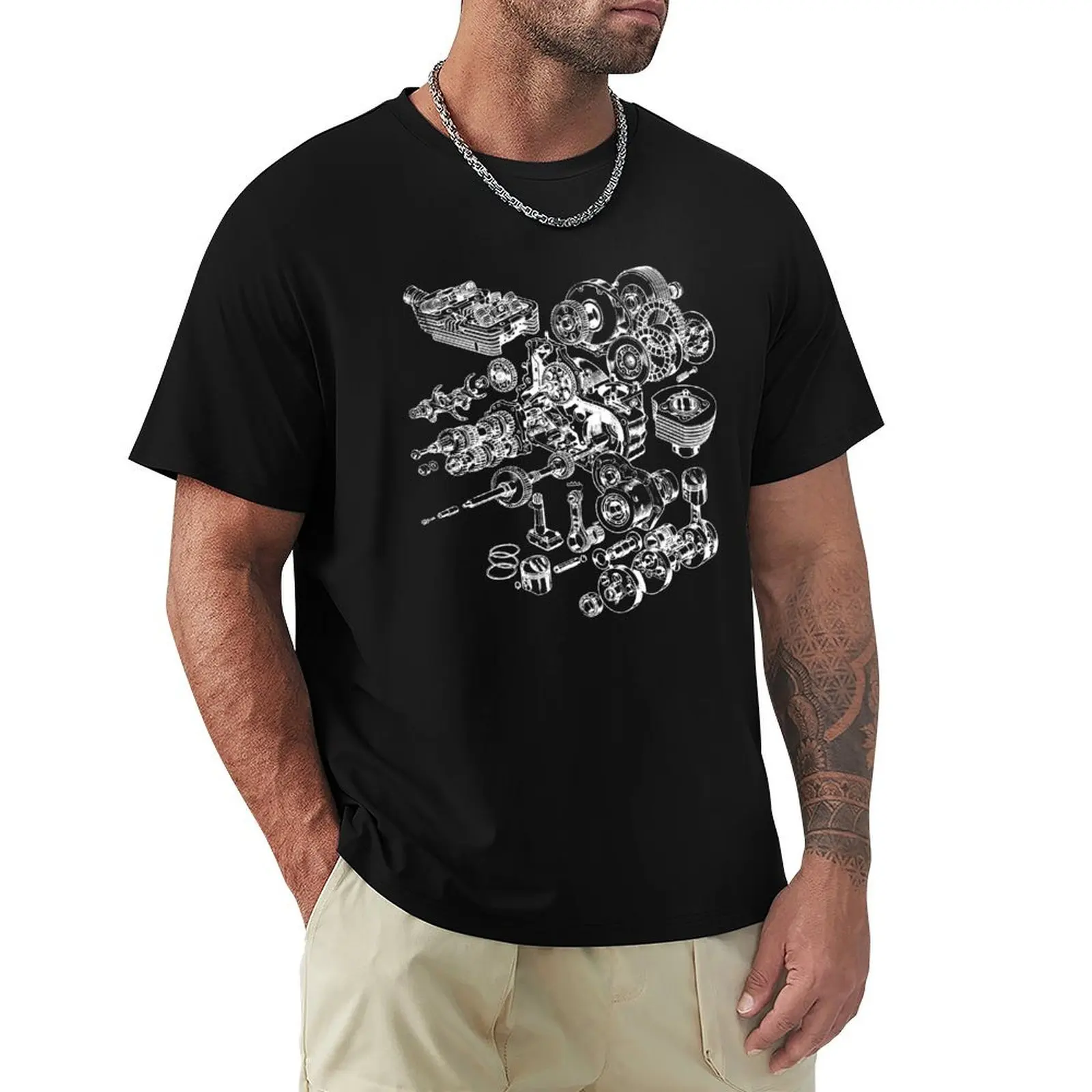 Motor Cycle Engine Exploded View T-Shirt Standard Fit Solid Tee Shirt