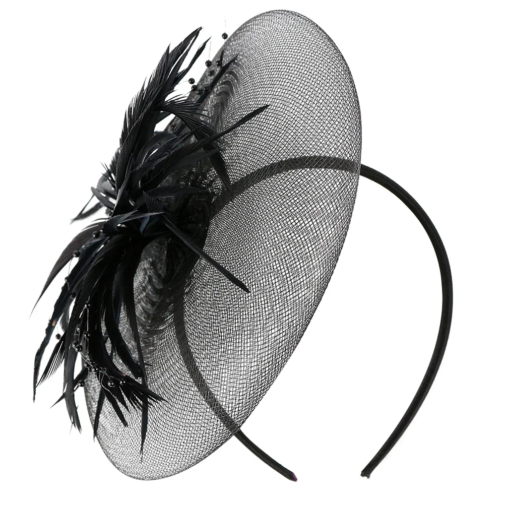 

Mesh Feather Headband Bow Hair Clip Headdress Grips Charming Girl Creative Party Headwear Banquet Miss Bridal Accessories