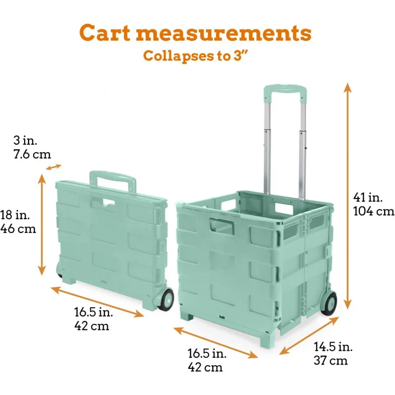 Collapsible Ultra-Slim Pack-N-Roll, 2 Wheel Utility Cart , With Telescopic Handle - Super Strong up to 80 Lbs