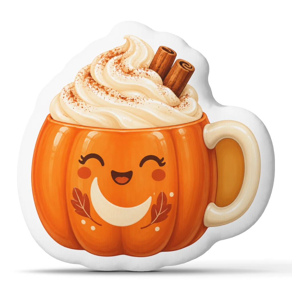 Pumpkin Spice Latte Pillow Cute Autumn Coffee Mug Cushion Shaped Throw Pillow Fall Home Decor Sofa Bedroom Gift Plush Stuffed