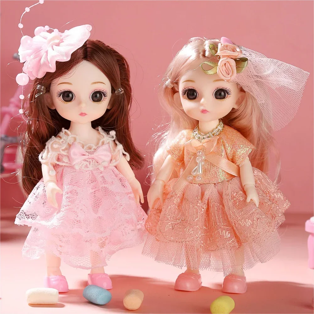 16cm BJD Doll 1/12 with Clothes and Shoes Movable 13 Joints Cute Sweet Face Girl Gift Child Toys Princess Doll DIY Dress Up Doll