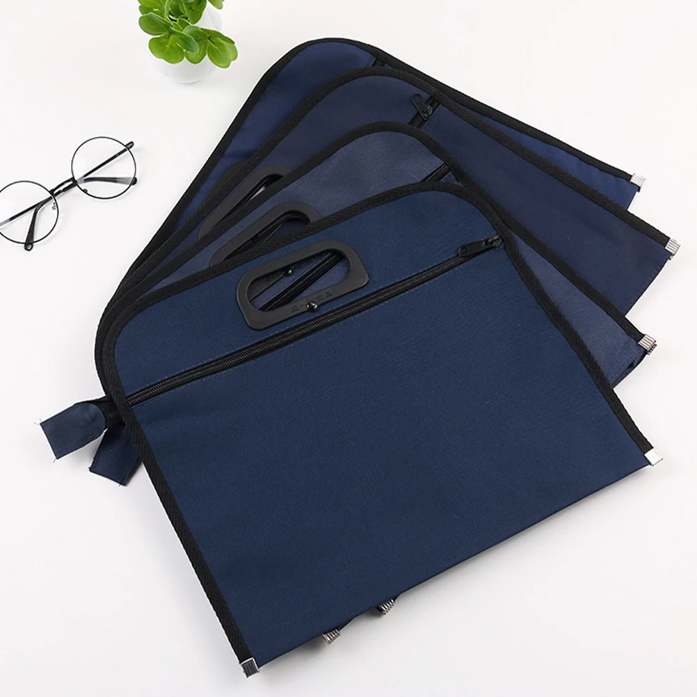 

5 Pcs Waterproof File Package Oxford Bag Zipper Safe Documents Holder Storage Fabric Cloth Bags Student
