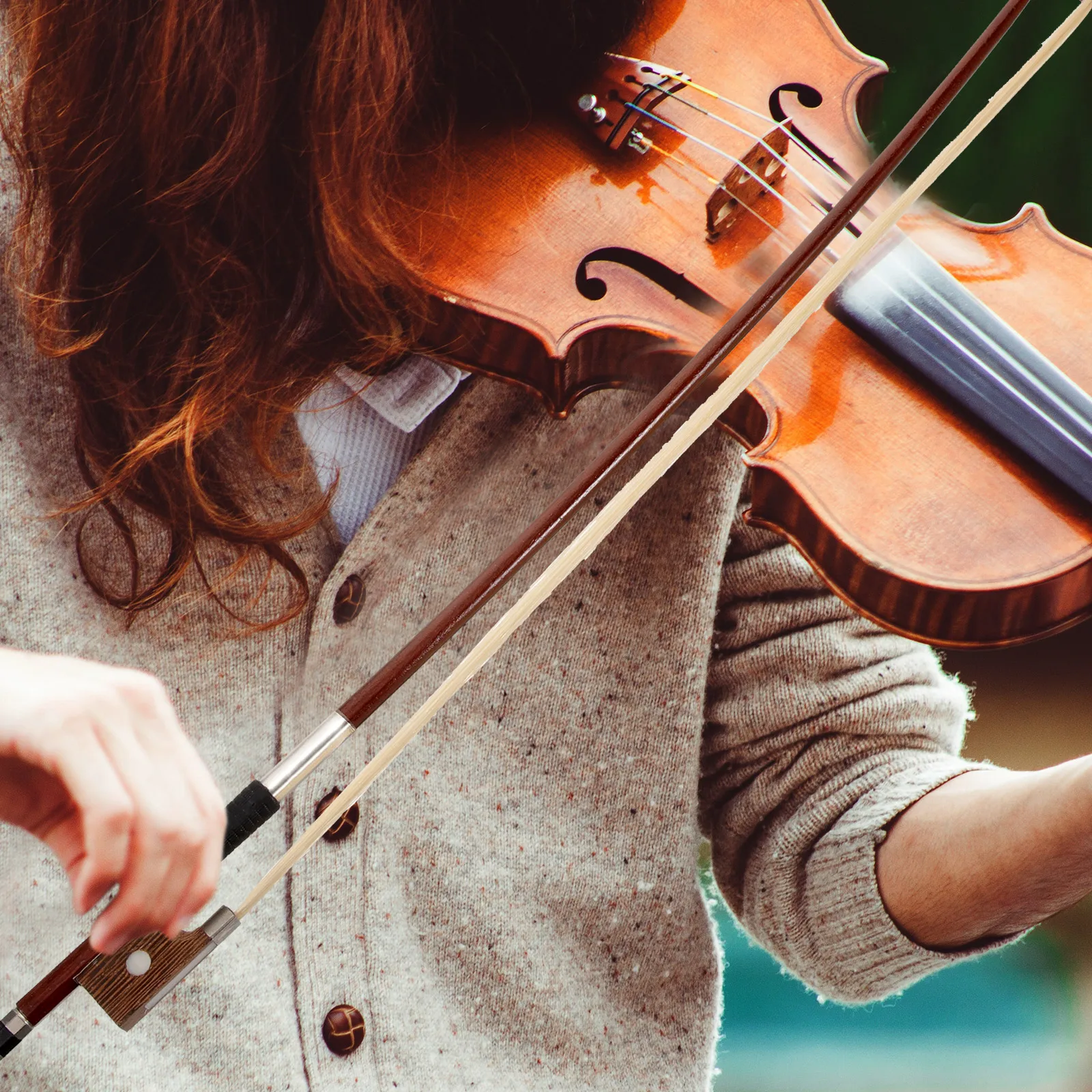 

Violin Bow 1 8 Size Horse Hair Ebony Wood Practice Replacement Bow For Beginners Students Musical Parts Accessories