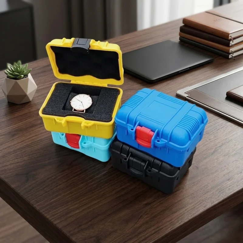 125x112x70mm Portable Mini Toolbox PP Plastic Storage Case Moisture-Proof Watch Protective Box with Cotton Foam