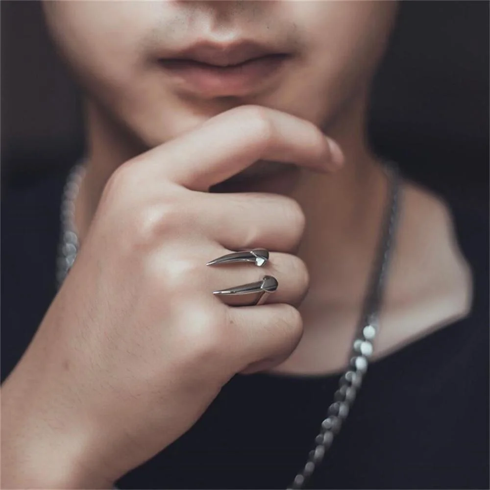 Vintage Mens Jewellery Snake Fangs Rings for Men Woman Gothic Punk Silver Animal Ring Retro Trend Party Jewelry Anillo Hombre