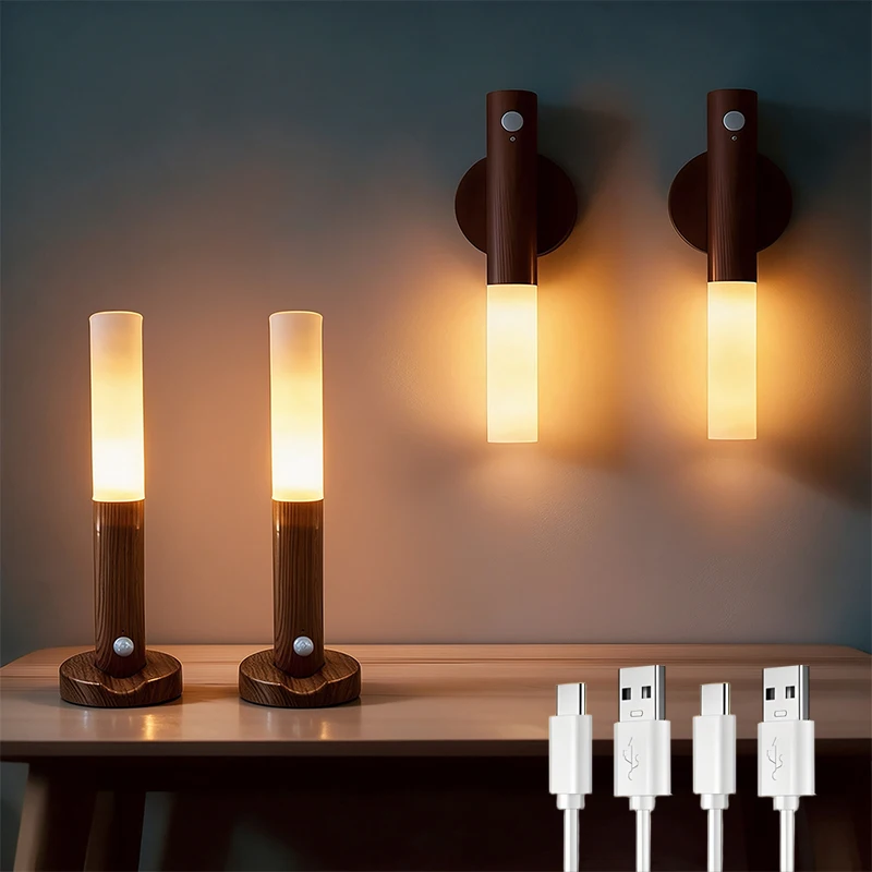 USB Rechargeable Magnetic LED Night Lamp Motion Sensor Atmosphere Induction Light Indoor Stairs Corridor Living Bedroom Closet