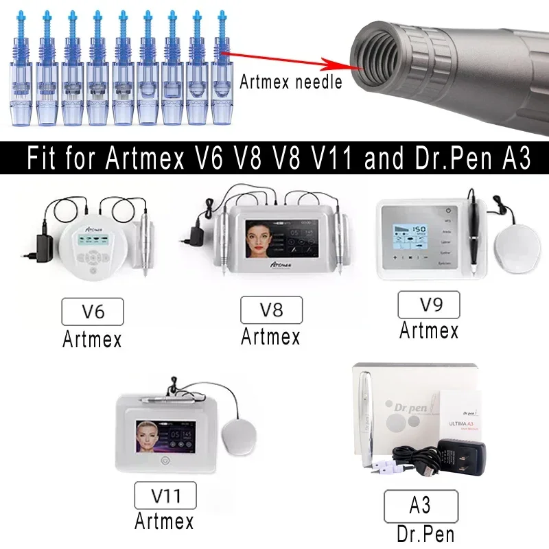 10/20/50/100pc Artmex V6 V8 V9 V11 Dr.pen A3 Needle Cartridges MTS Permanent Make Up Tattoo Microneedling MTS 9 12 24 36 42 Pins