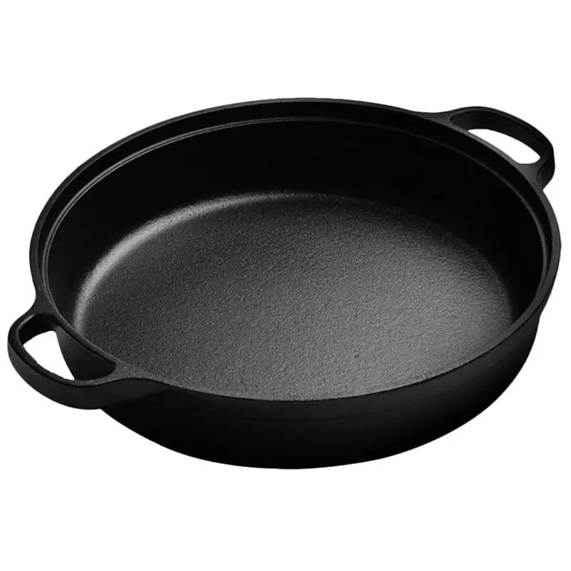 

Thickened Cast Iron Skillet Nonstick Cooking Pot Round Edge Household Ergonomic Handle Even Heating Soup Pot