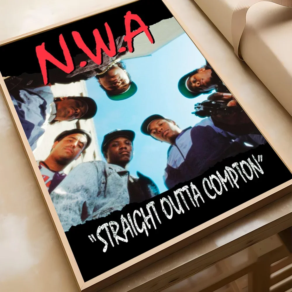 NWA مستقيم Outta Compton ملصقات الفيلم الكلاسيكي مقاوم للماء ورقة ملصق مقهى بار ديكور الفن ملصقات الحائط