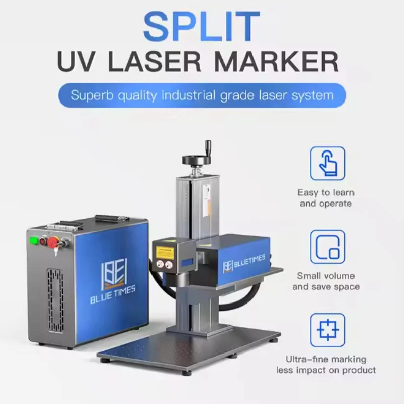 Bluetimes UV Laser Marker for Glasses Tumbler All Materials High Precision Engraving Marking 3W 5W 10W Water Cooling