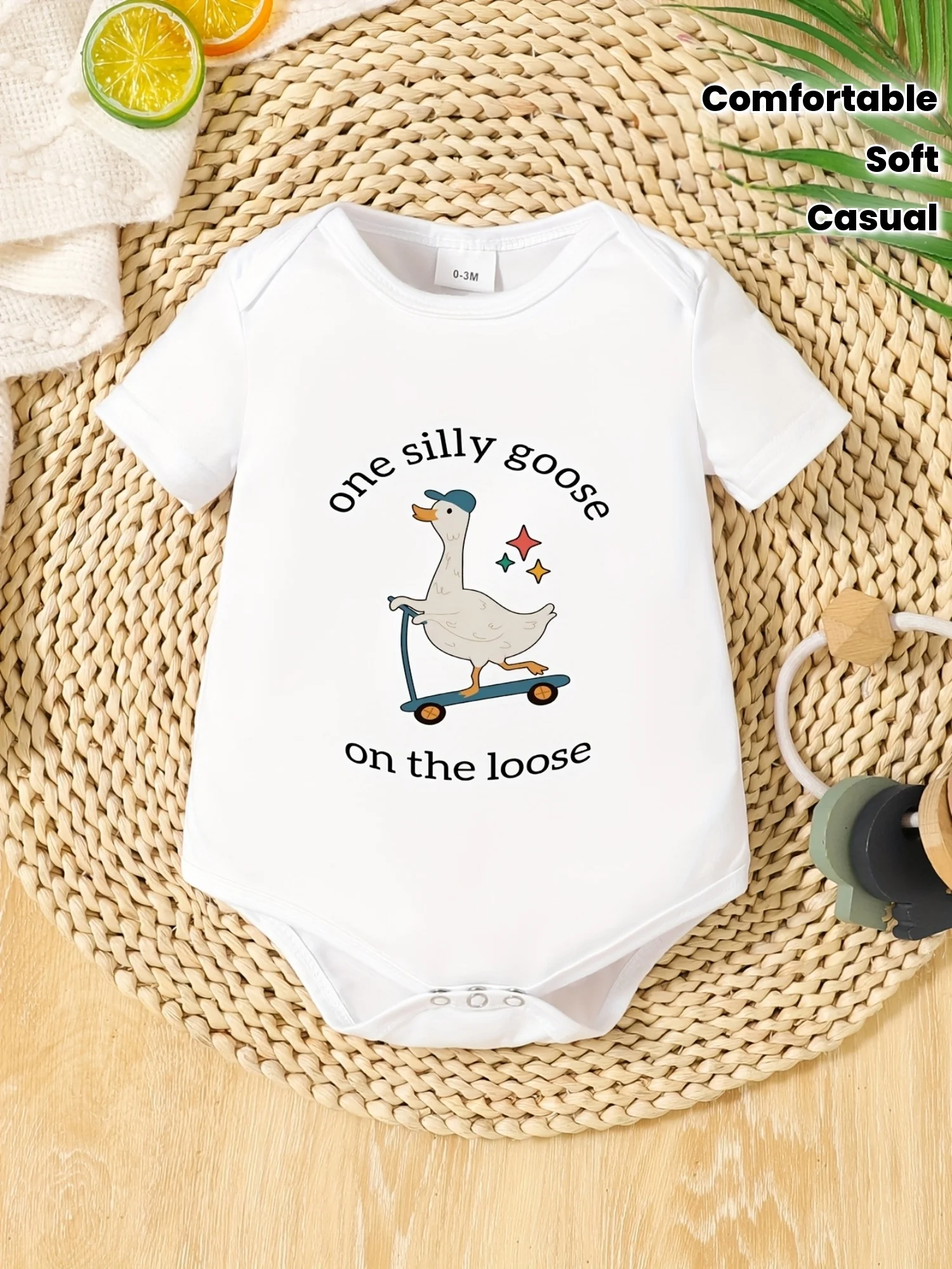 Soft Breathable Fabric Cute Silly Goose Baby Onesie 