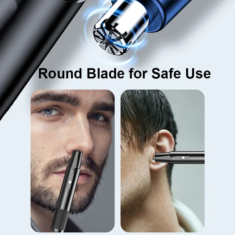 2 Blades Electric Nose Ear Hair Trimmers All in One, USB Rechargeable Eyebrow Facial Shaver for Men Women Washable Cutting Heads