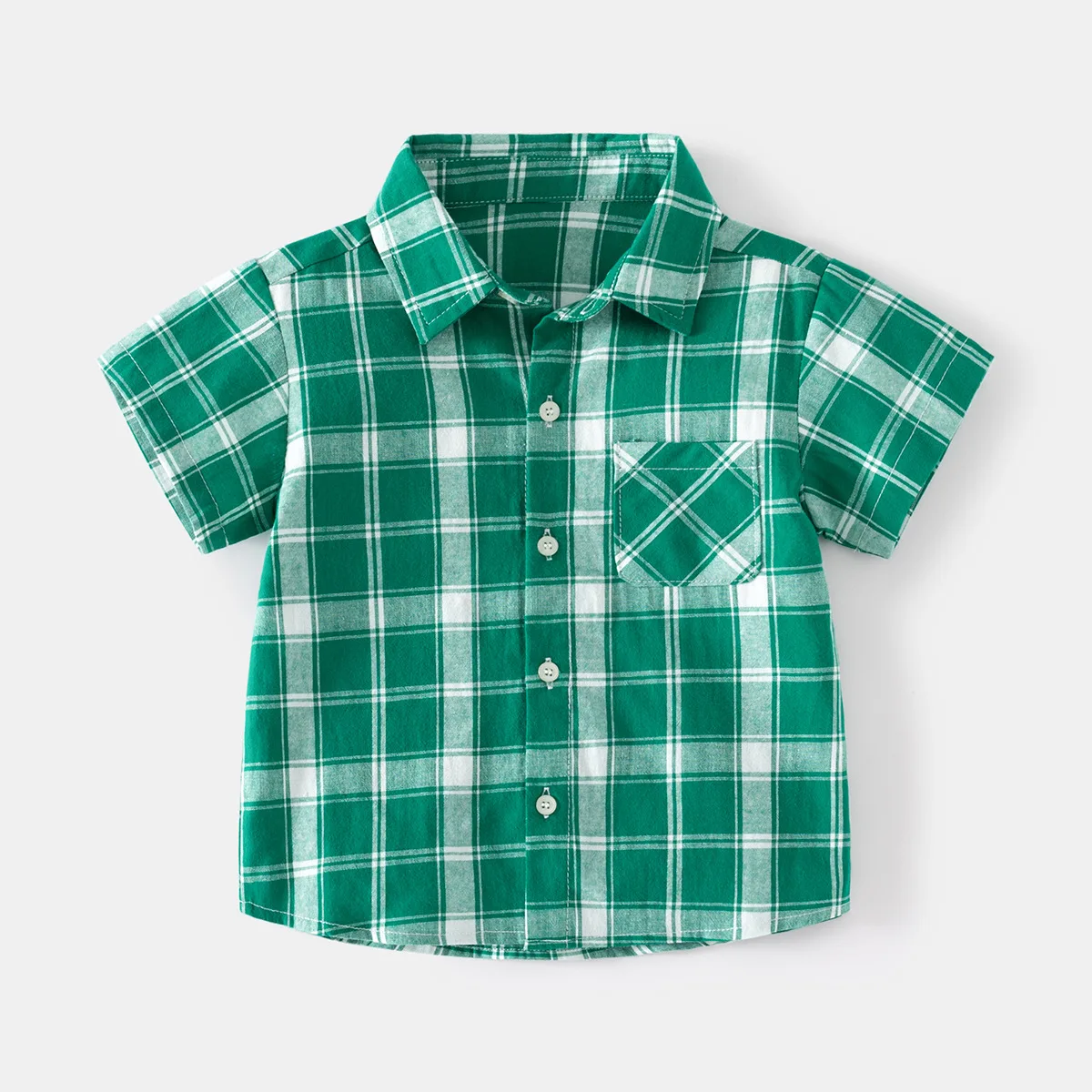 2023 Summer Polo Shirts for Kids Plaid Green/red Children T-shirt Short-sleeve Tops for Boys Girls Tees Toddler Outfits Clothing