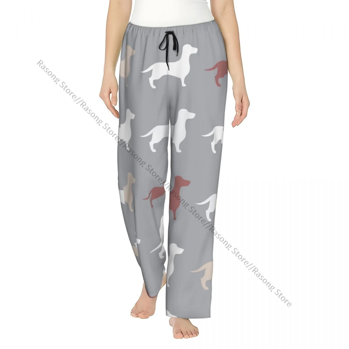 

Женские брюки для сна с принтом таксы, теплые фланелевые брюки для отдыха для зимних ночей