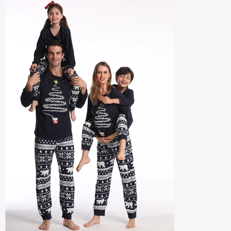 

Winter 2024 New Year Fashion Couples Christmas Pajamas For Family Matching Outfits Mother Kids Clothes Christmas Pajamas