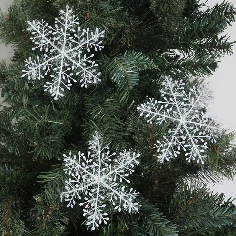 G92C White Snowflake Ornaments Christmas Tree Window Door Accessories