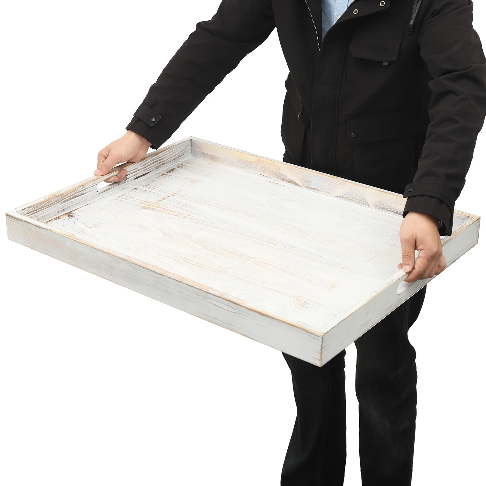

Retro Old-White Pine Noodle Board Stovetop Cover 30x22in Oversized Kitchen Serving Tray, 20kg Load & Multi-Functional Design