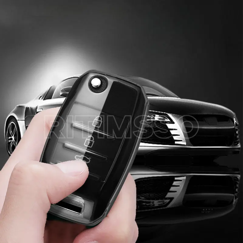 New TPU Car Flip Key Case Cover Shell For KIA Rio 3 K2 Ceed Cerato K3 K5 Sorento Sportage Soul K4 Picanto Optima Forte Stinger