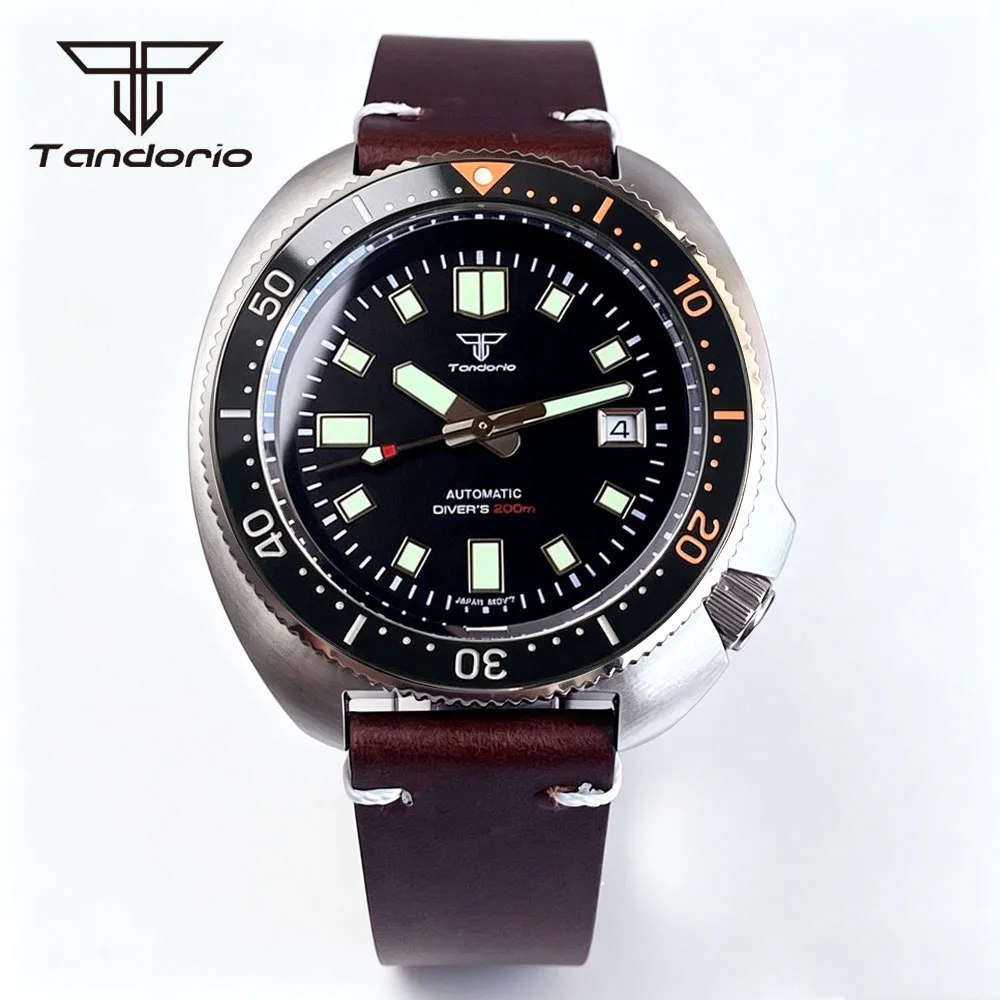 Tandorio 44mm Men Diving Automatic Watch 20BAR Waterproof NH35/Miyota8215 or 2824 Movt Captain Willard Style Wristwatch Luminous