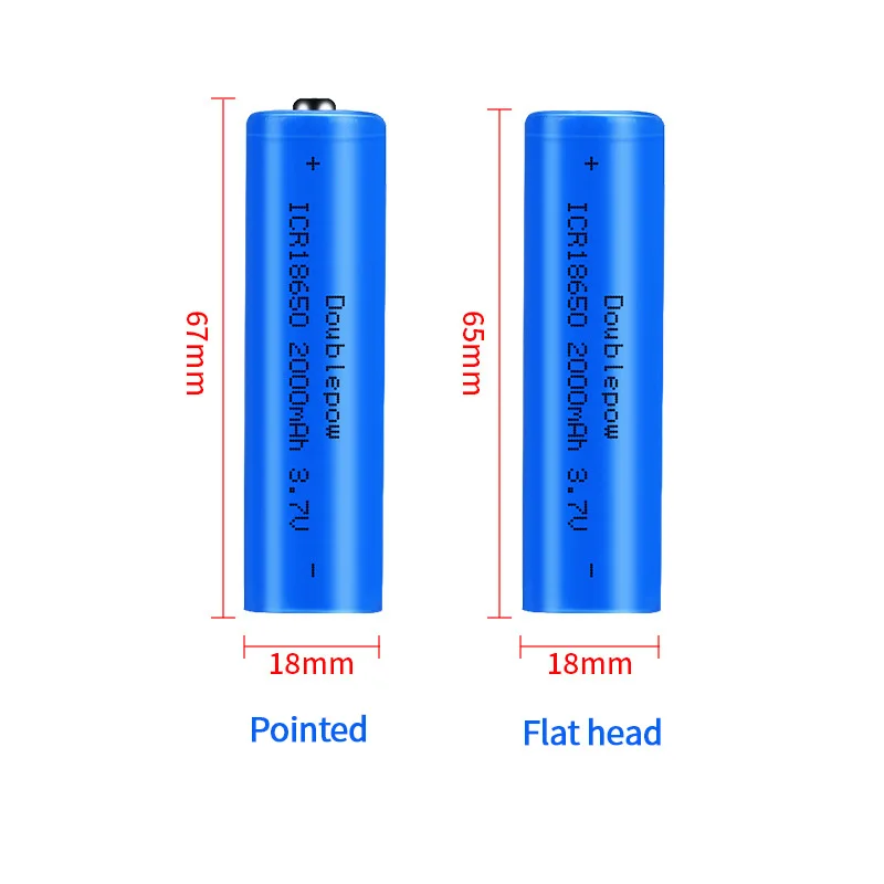 2000mAh 3.7V Li-ion Battery 18650 Icr18650 Lithium Ion Rechargeable Cell +batteries Charger for Small Fans Flashlights LED Light