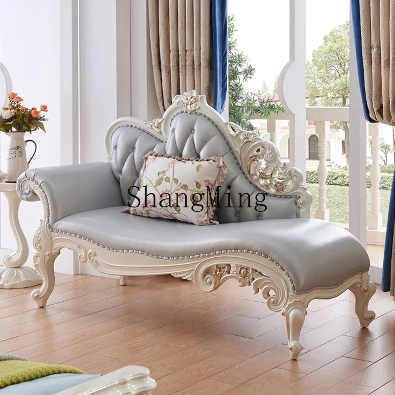 

ZYY solid wood simple concubine couch bedroom living room single leather small sofa concubine chair