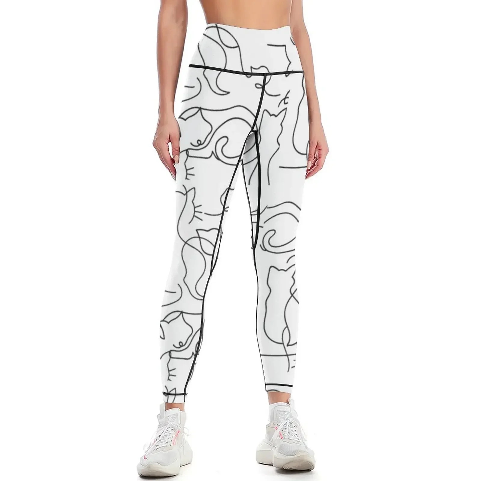 Cats line art Leggings Leginsy push up legging gym Jogger pants Clothing fitness Womens Leggings