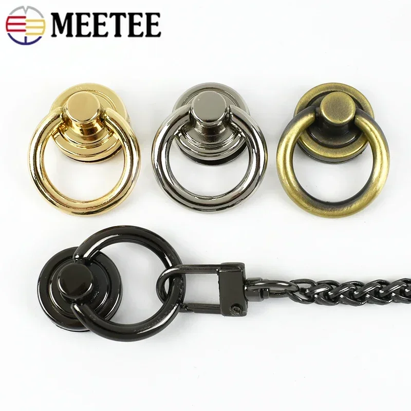 Meetee 5/10pcs 20mm O Ring Hook Buckle Metal Rivet Clip Screws Bag Strap Handle Hang Buckles DIY Chain Side Clasp Hardware