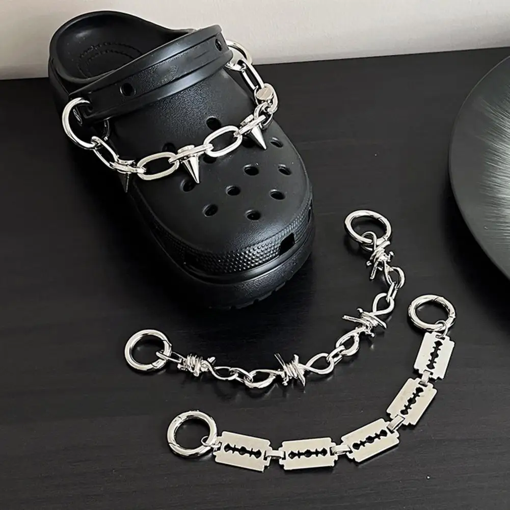 

Shoe Chain Decor for Women Men Multiple Styles Decorative Rust-proof Shoe Metal Chain Decor with Lobster Clasp Shoe Supplies