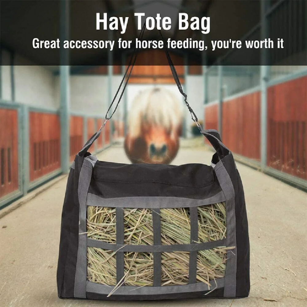 

Portable Horse Feeding Tote Large Capacity Slow Feed Horse Hay Bag Easy Hanging Stall Durable Farm Animals Hay Net Feeder