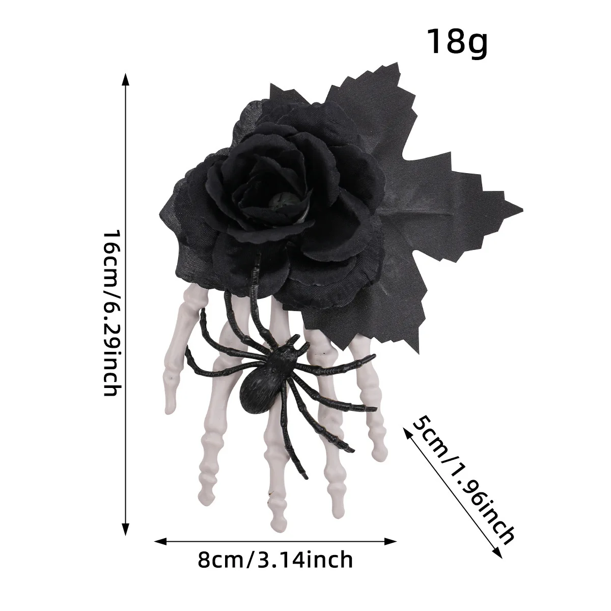 Halloween Spider Skull Decor Black Rose Hairpin Bone Claw Side Clip Hair Accessory Creepy Headdress Halloween Party Outfit view 6