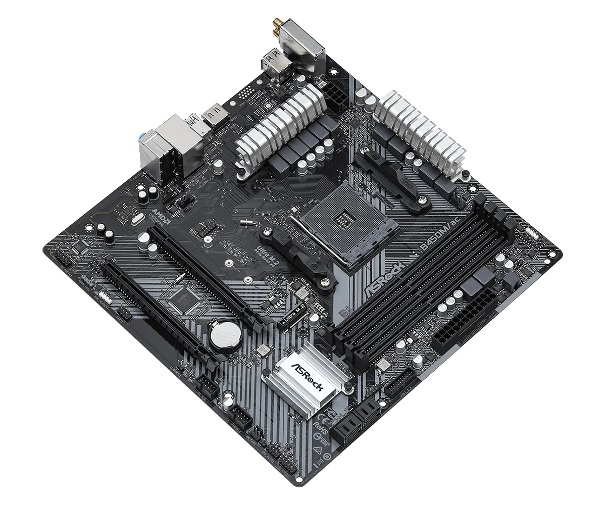 B450 B450M carte mère ASRock B450M/ac R2.0 carte mère Socket AM4 support Ryzen 5 5600 4300G 1600 DDR4 PCI-E 3.0 Micro ATX