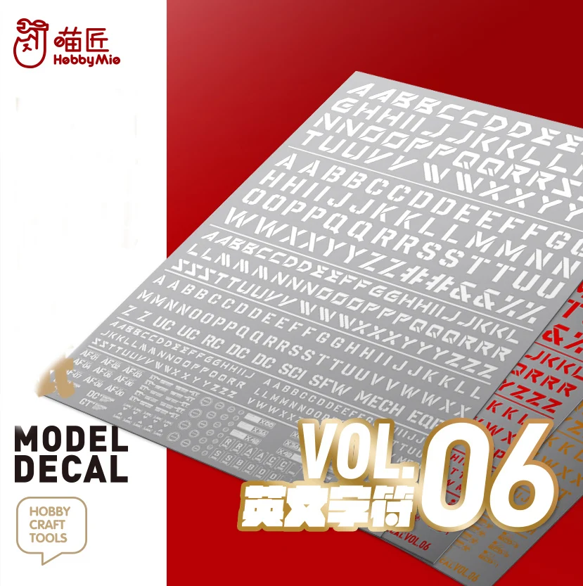 HOBBY MIO VOL6 Model Decals English Characters Water Stickers Fluorescent Model Building Tools Hobby DIY Accessories