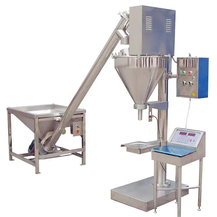 Automatic Auger Hopper Filler and Spiral Feeding Mache/Chicken Washing Powder Flour Weighing Packaging Machine