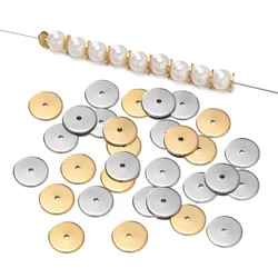 50pcs Gold Color Flat Round Spacer Bead 4-10mm Stainless Steel Separator Beads for Bracelet Necklace Jewelry Making Accessories