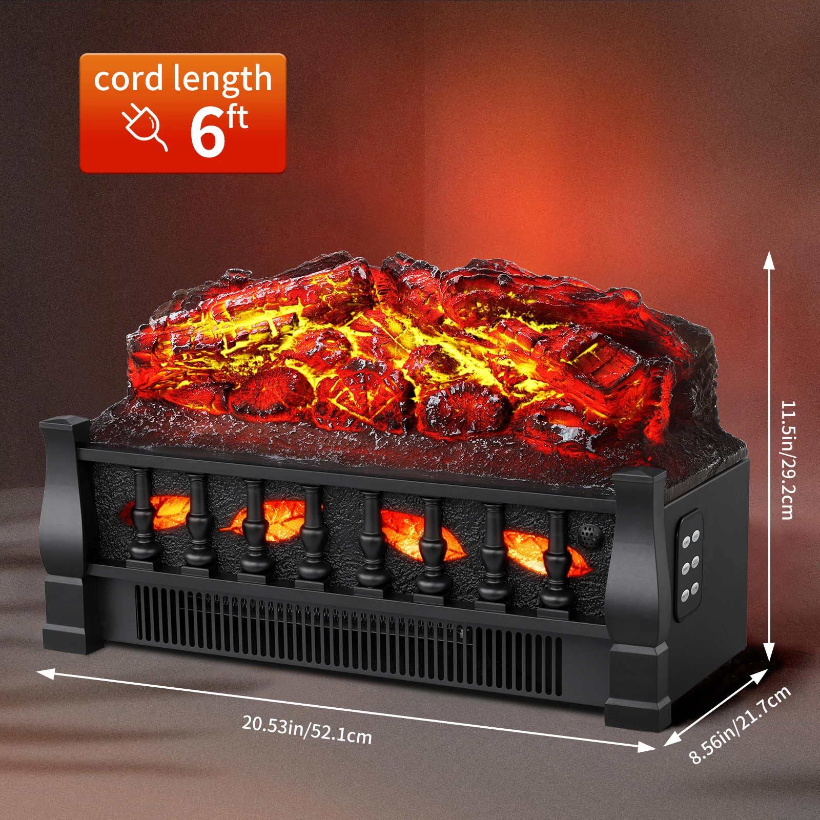 Electric Fireplace,Log Set Heater 21IN,Adjustable Flame Brightness,Remote Control,Realistic Ember Bed,Overheating Protection