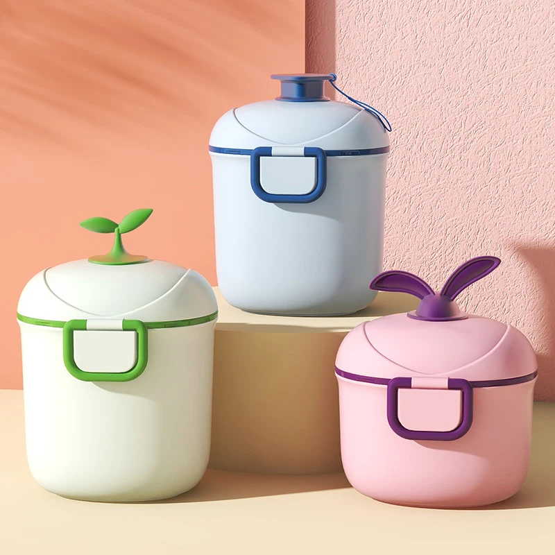 Portable Cute Storage Formula Containers Baby Formula Dispenser with Scoop Milk Powder Formula Dispenser Feeding Tool Damp Proof