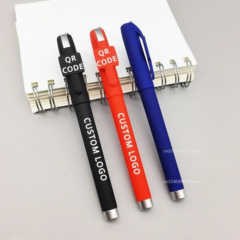 

100pcs Customized Logo QR Code Signature Pen Business Promotion Gel Pens Office Supplies Stationery Advertising Pen