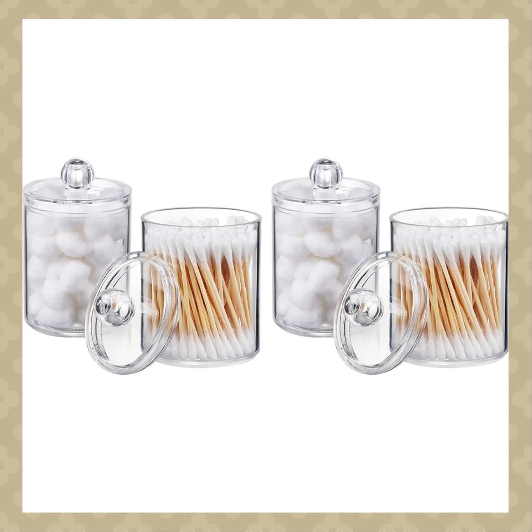 

AB45 2X держатель Qtip диспенсер для ватных шариков, баночка для ватных аптечных препаратов с крышками для организации хранения канистр в ванной комнате B