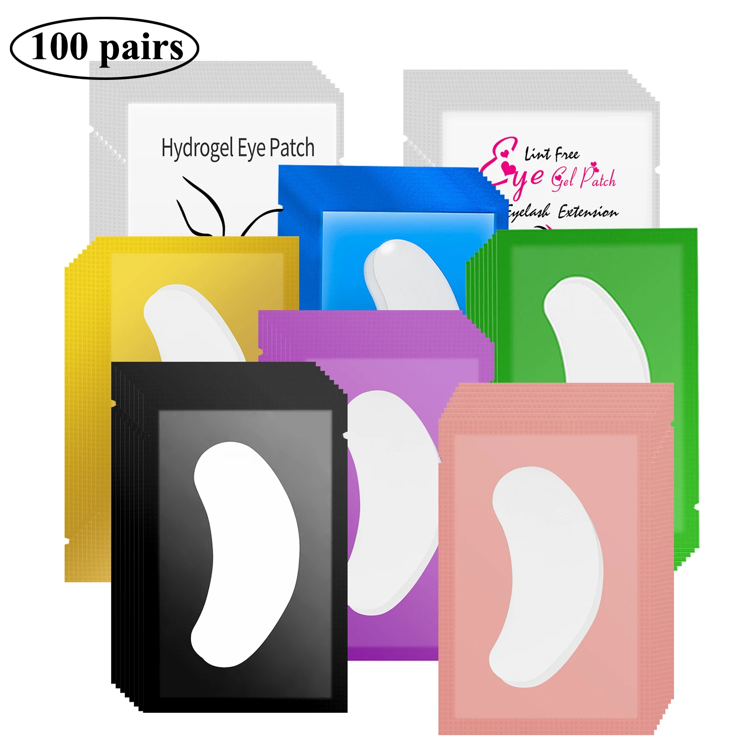 100 Pairs Eyelash Extension Paper Patches Lint free Grafted Eyelash Under Eye Pads Hydrogel Eyelashes Patch Tips Sticker