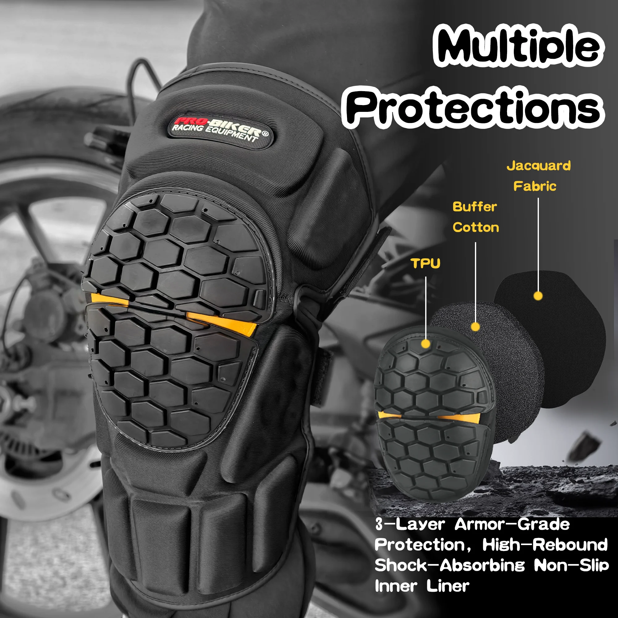 Adult Motorcycle Protective Jacket and Knee Pads, Motorcycle Accessories, Back, Spine and Chest Protector, Full Body Armor for Motocross and Bike Gear view 6