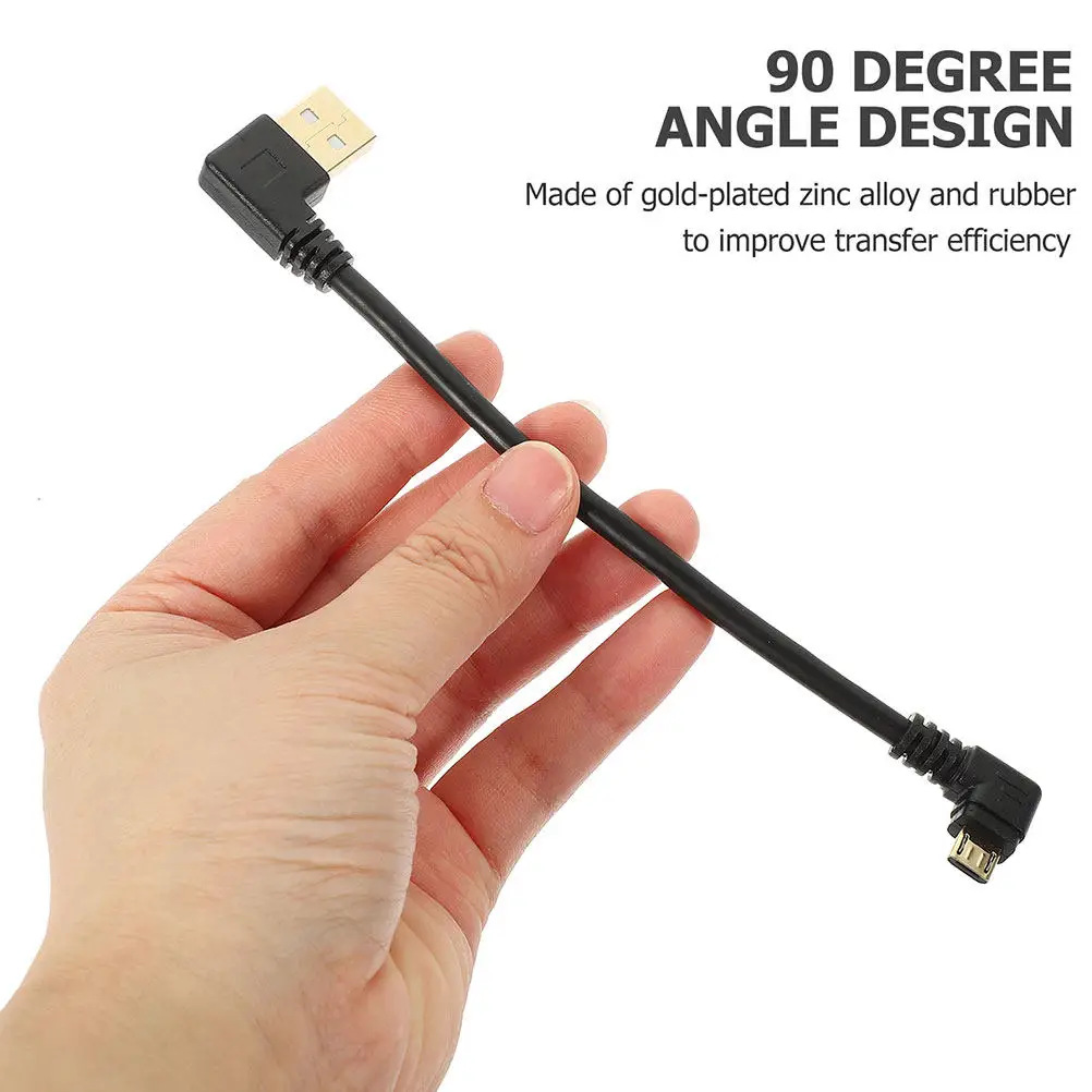 

2 шт. коротких USB-кабелей Micro USB с угловым разъемом 90 градусов (USB A - Micro B) для зарядки и передачи данных в пути, компактные, стабильная передача данных