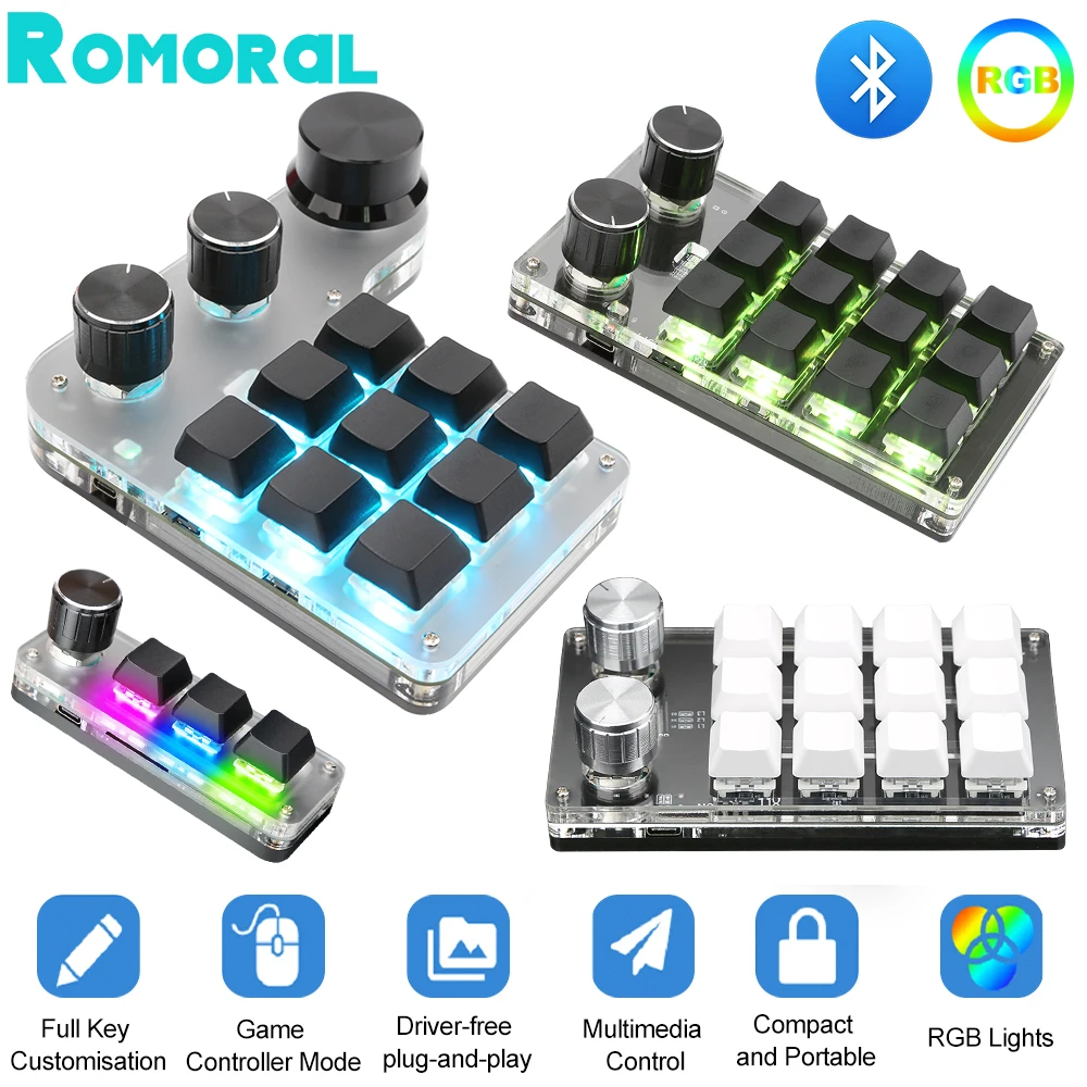 Custom Mini Knob Keyboard Key&Knob Mechanical Keyboard Programmable Copy and Paste DIY Shortcut Hot Swap for Designer Office