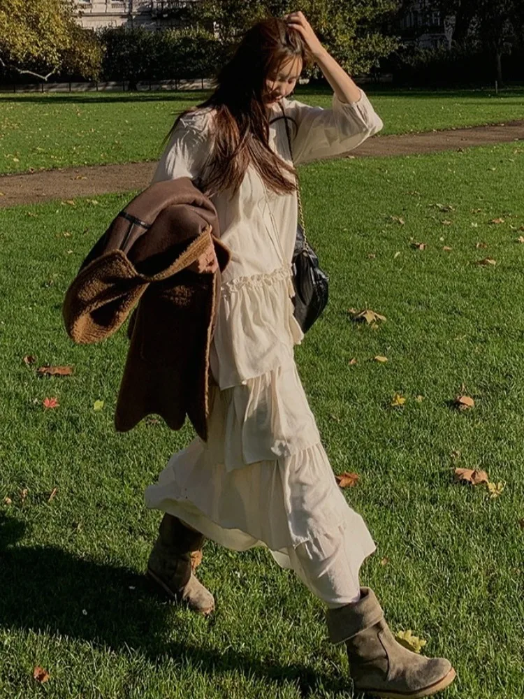 

Шикарная повседневная свободная длинная женская юбка Sve V-Ne для ранней весны, удобная переходная мода для всех возрастов